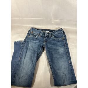 True Religion Jeans Womens 27 Blue Denim Skinny Stretch Distressed Casual OO